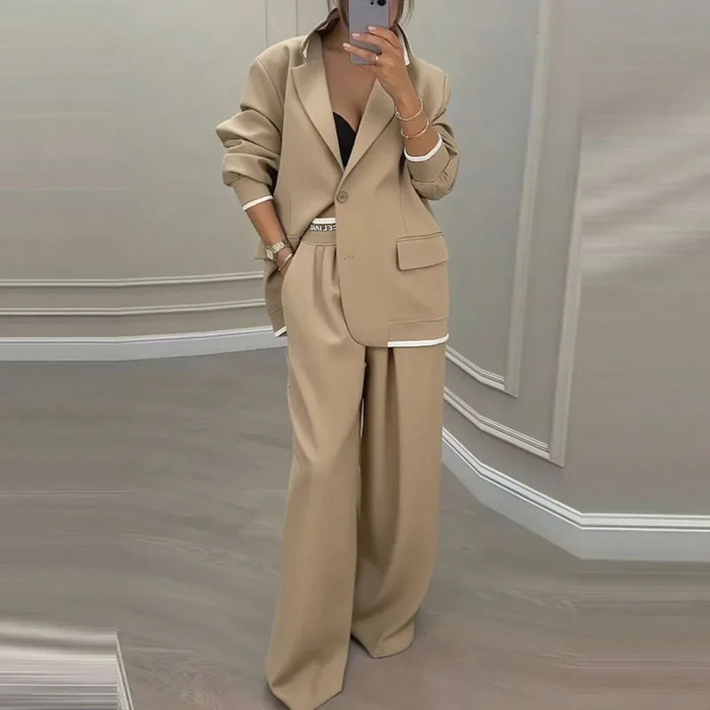 Ensemble Blazer et Pantalon Jambe Large