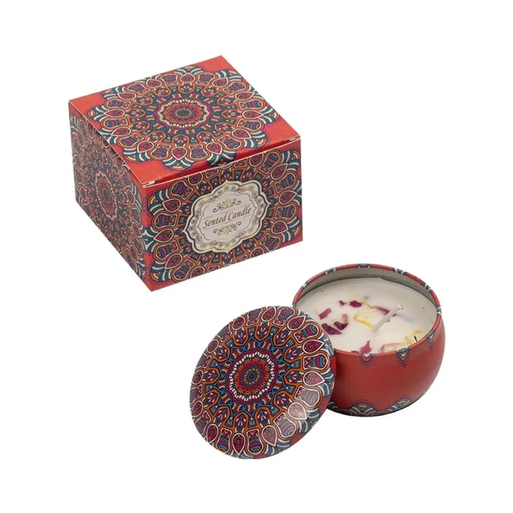 Bougie Parfumée Fleurs Séchées en Cire de Soja – Boîte Rétro, Sans Fumée, Cadeau Anniversaire