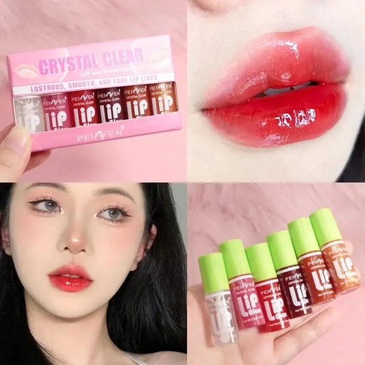 Set 6 Glosses Hydratants – Brillance Intense, Repulpant & Nourrissant | Pêche, Cerise, Rose