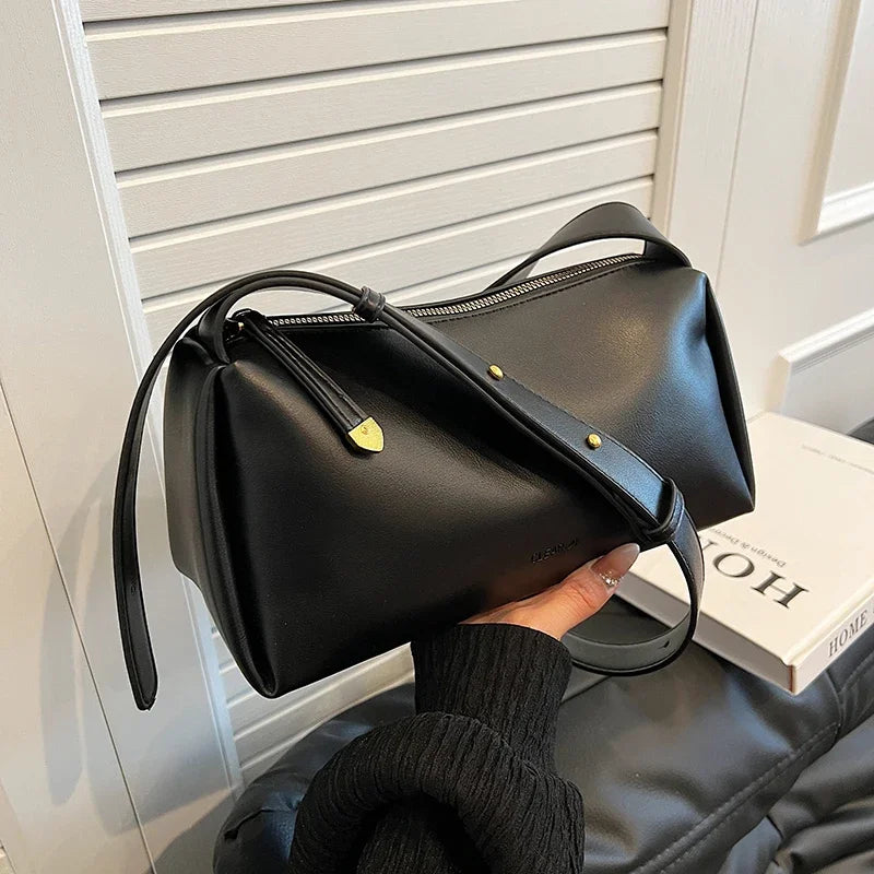 Sac à bandoulière luxe en cuir pu souple pour femme - Sac seau casual avec bretelles ajustables