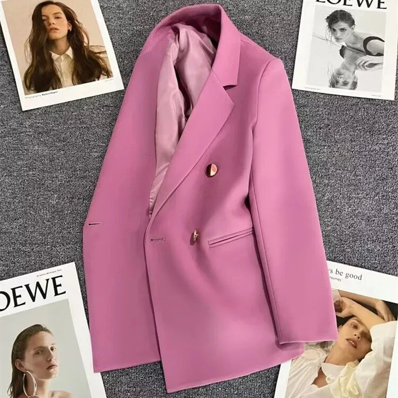 Double-Breasted Blazer with Notch Lapel