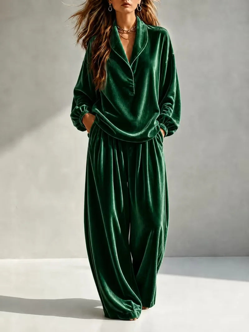 2-Piece Velvet Lapel Collar Set