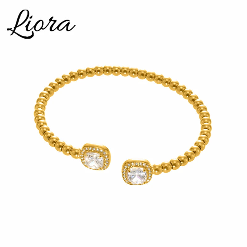 Bracelet Manchette Luxe Plaqué Or PVD – Acier Inoxydable, Style Géométrique, Mariage & Banquet, Pour Femme