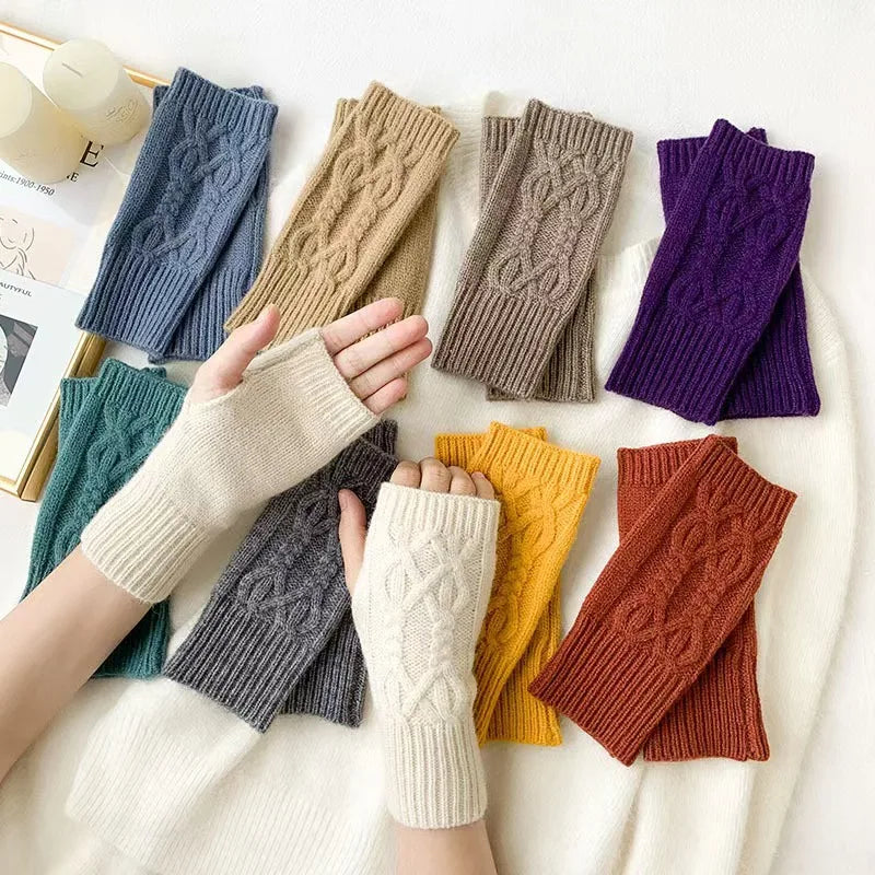 Women's knit fingerless mittens