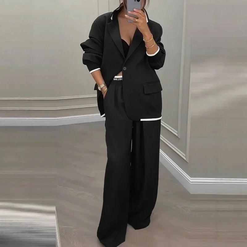 Ensemble Blazer et Pantalon Jambe Large