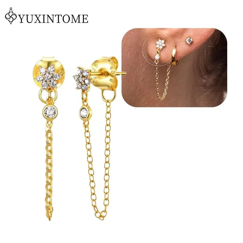 Boucles d'Oreilles Créoles Huggie Argent 925 – Zircon & Cristal, Goutte d'Eau, Certifiées GDTC, 73 Styles