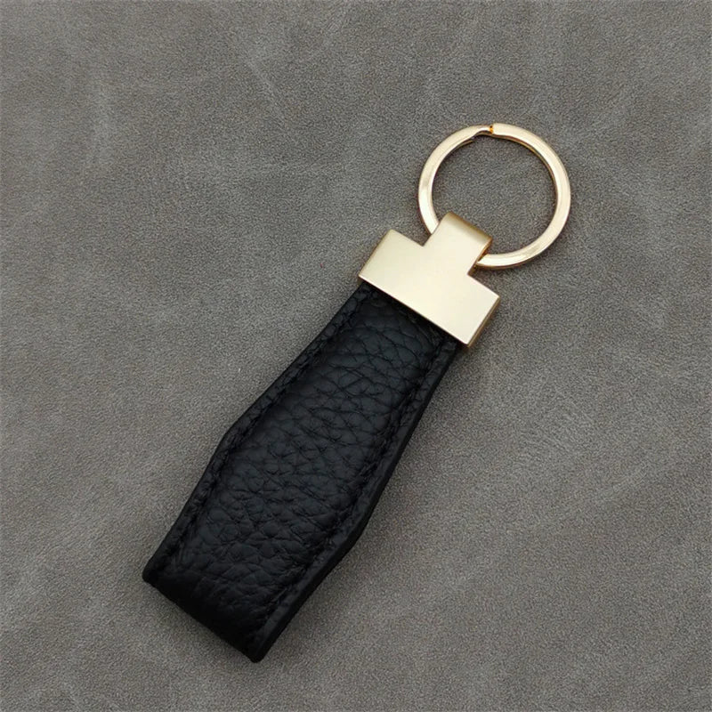 Luxury PU Leather Keychain – Punk Style, Gold Finish, Gift for Men & Women