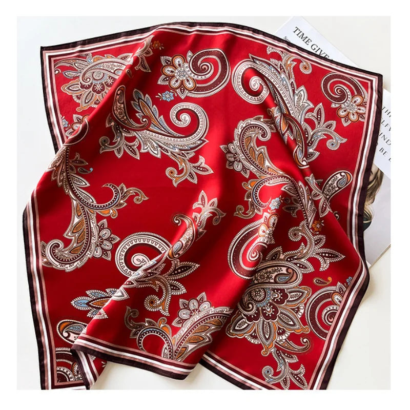 Women’s Square Plaid Scarf – 100% Genuine Silk, Luxury Neck Scarf, 68x68cm