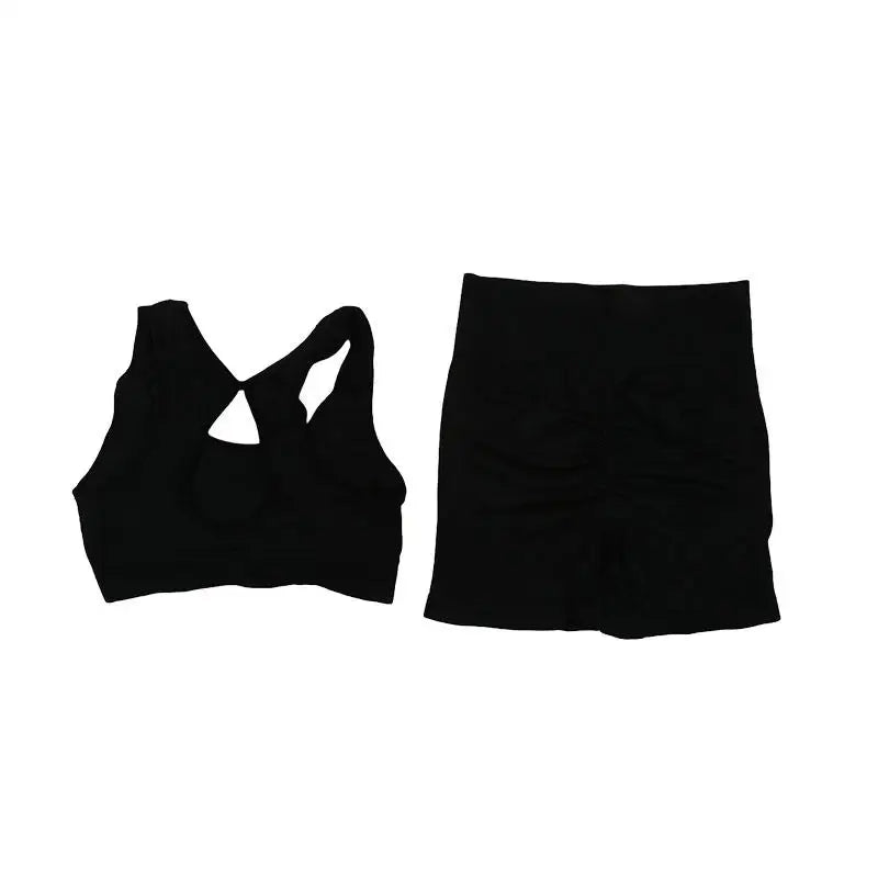 Ensemble de Sport Femme 2 Pièces – Bra & Short Sans Coutures, Yoga, Course & Fitness