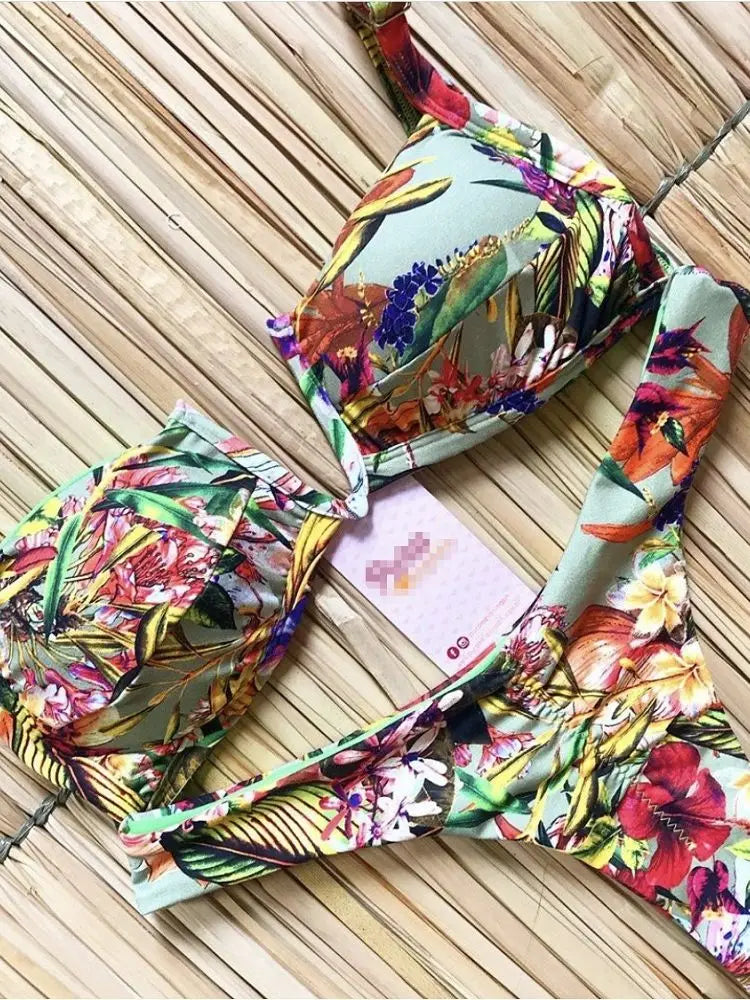 Women's Printed Push-Up Bandage Bikini – Low-Waisted, Brazilian Style, Beach Swimsuit