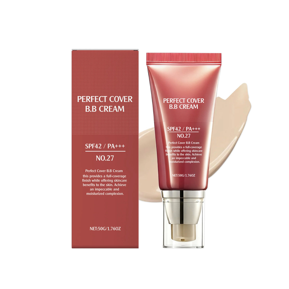 BB Cream SPF 42 PA+++ – Fond de Teint Hydratant Couvrant, Anti-Cernes & Rides, 50 g, 6 Teintes