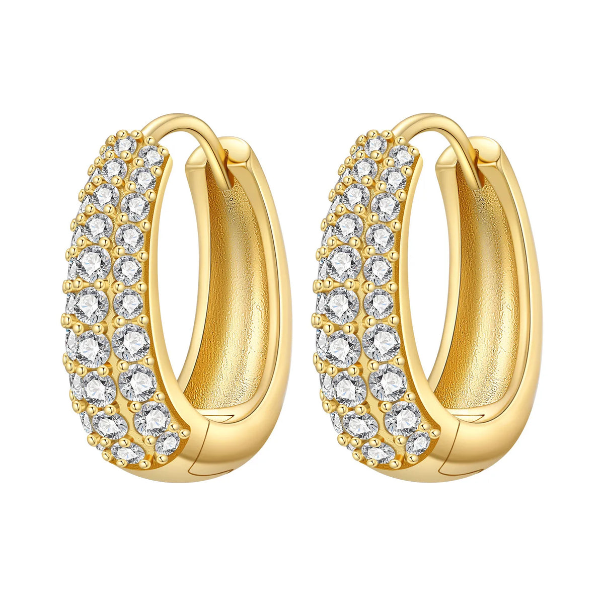 18K Gold Plated 925 Sterling Silver Hoop Earrings – Zircon, Multiple Styles