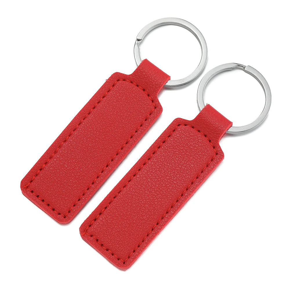 Porte-Clés Unisexe en Cuir PU – Pendentif Métallique Simple, 8 Couleurs, Cadeau