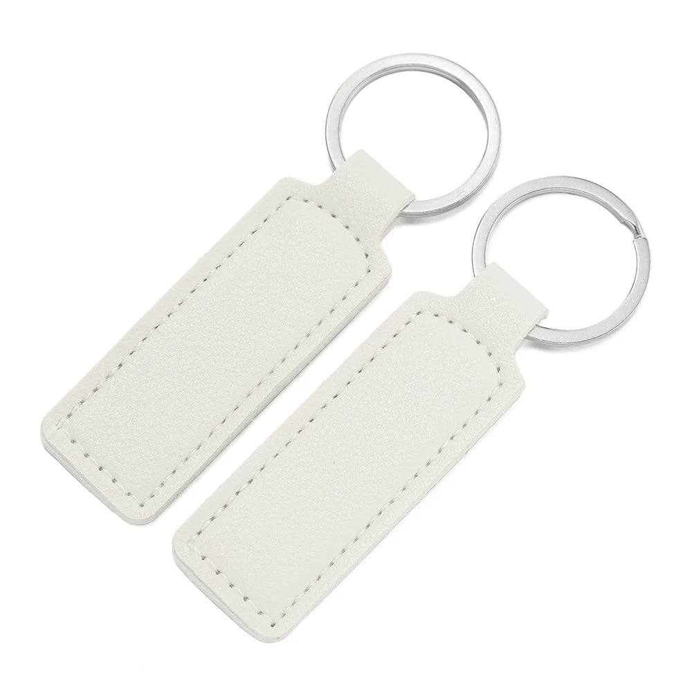 Porte-Clés Unisexe en Cuir PU – Pendentif Métallique Simple, 8 Couleurs, Cadeau