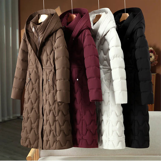 Women's long hooded padded coat