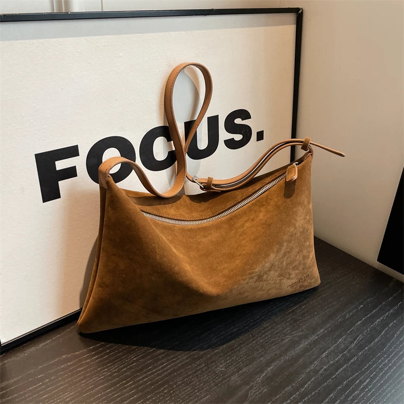 Sac à Main Souple effet  Suède  Style Vintage