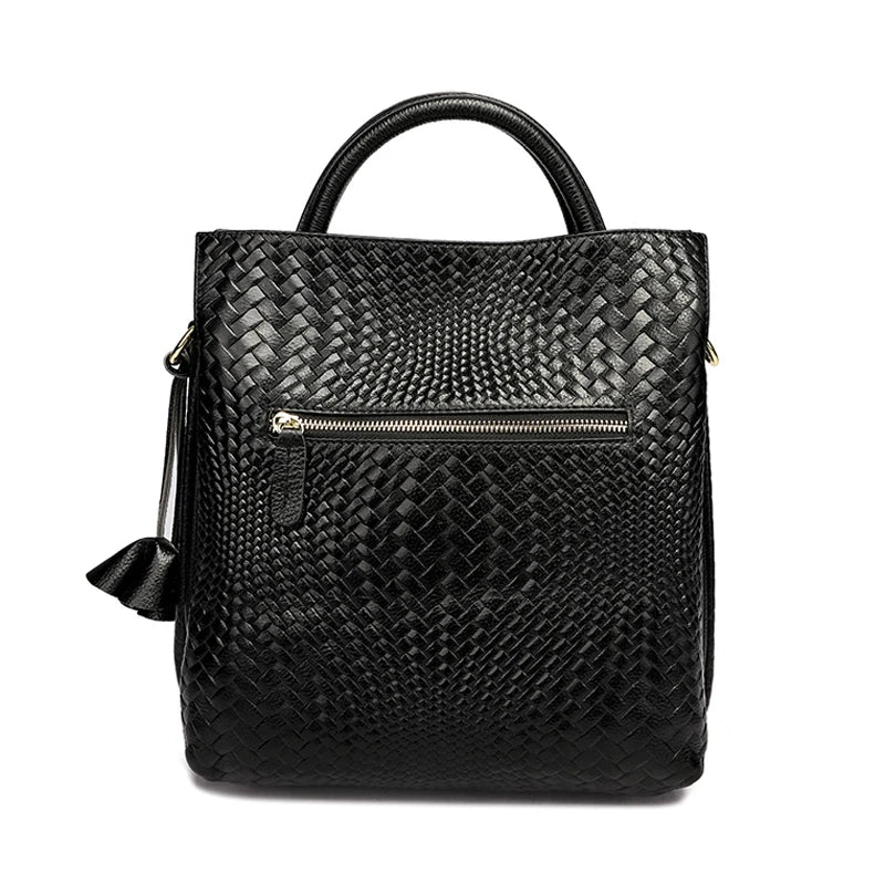Sac à main en cuir de vache tressé luxueux pour femme - Style casual chic polyvalent