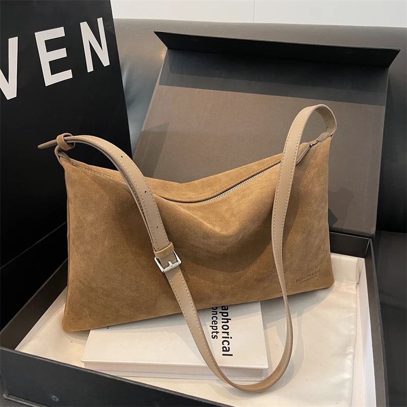 Sac à Main Souple effet  Suède  Style Vintage