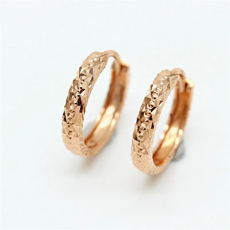 Shiny Hoop Earrings – 14K Rose Gold Plated 585, Classic Design