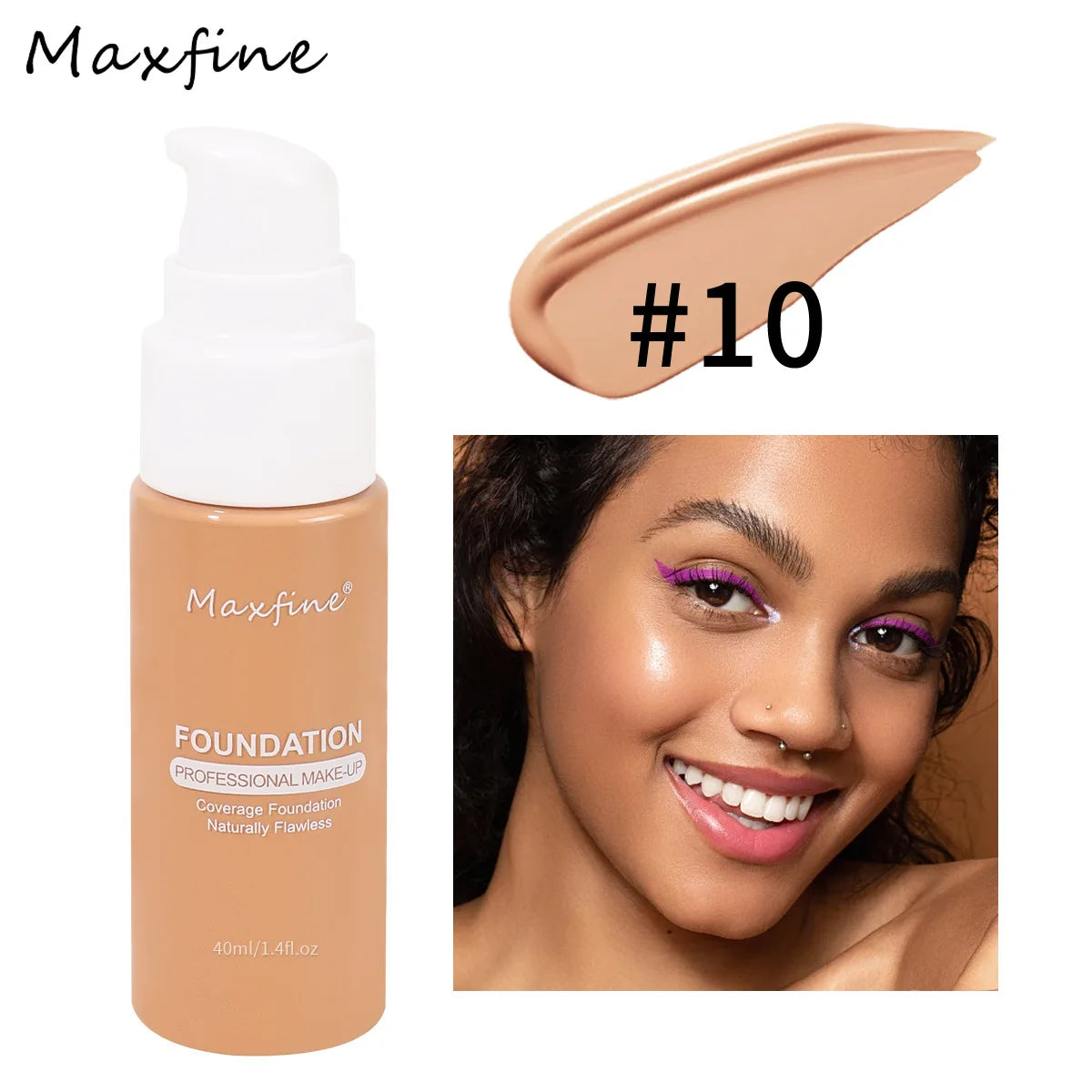 Liquid Cream Foundation – Moisturizing, Full Coverage, Waterproof, Long-Wear, 12 Shades