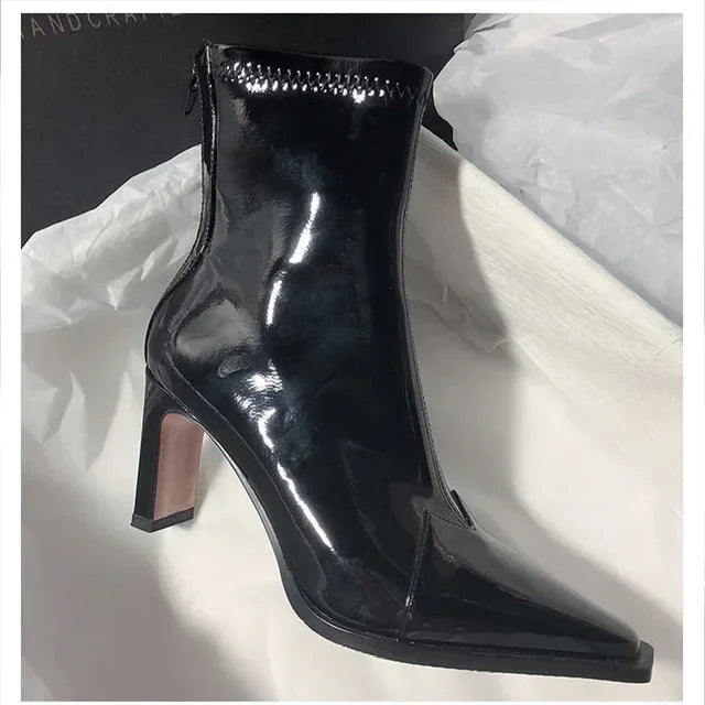 Women's pointed-toe block-heel ankle boots