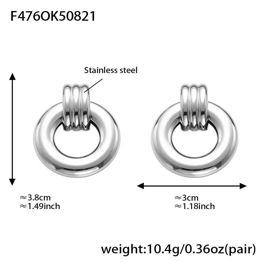 316 Stainless Steel Drop Earrings – PVD Gold Plated, Trendy Style, Women's Jewelry