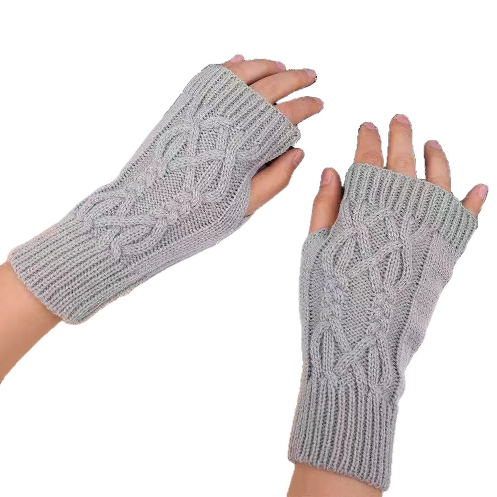 Women's knit fingerless mittens