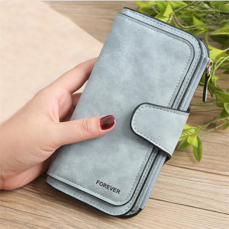 Women's long PU leather wallet - Large capacity with card slots and coin purse
