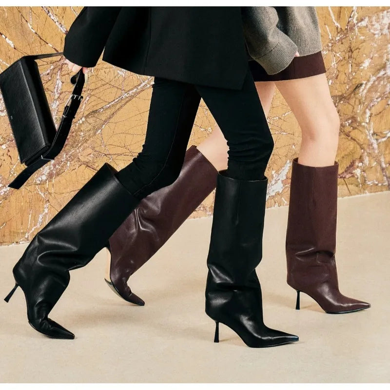 Bottes Hautes à Bout Pointu et Talon Fin