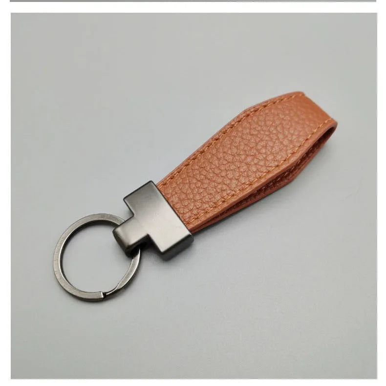 Luxury PU Leather Keychain – Punk Style, Gold Finish, Gift for Men & Women