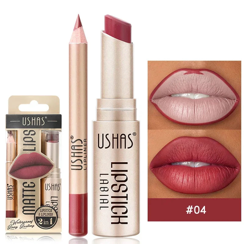 Kit Lèvres 2 Pièces – Liner + Rouge à Lèvres Mat Longue Tenue | 12 Teintes