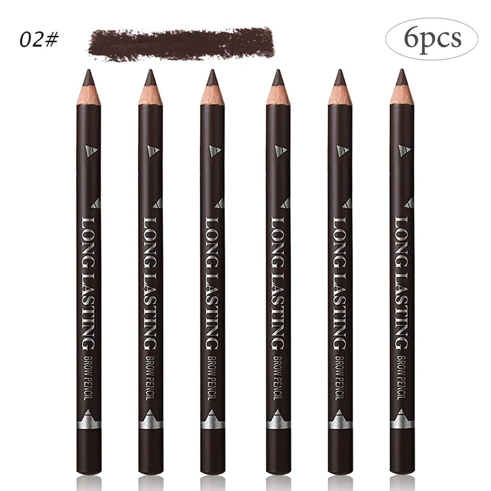 Waterproof Eyebrow Pencil — Pack of 6 or 12 Pieces, Long-Lasting Wear