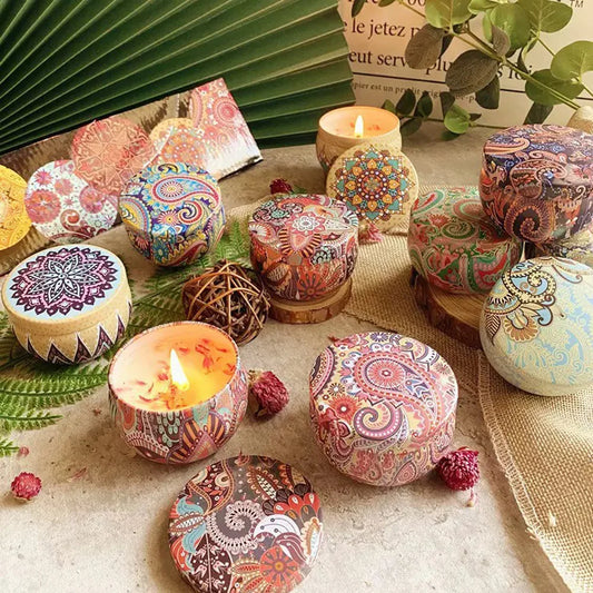 Bougie Aromathérapie Fleurs Séchées – Sans Fumée, Cire de Soja, Cadeau Bain & Yoga