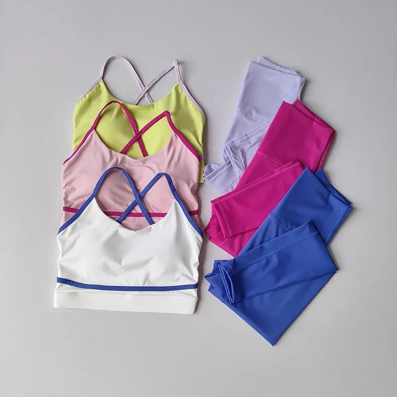Ensemble Yoga Femme 2 Pièces – Legging Taille Haute & Bra Sport, Gym & Fitness Activewear