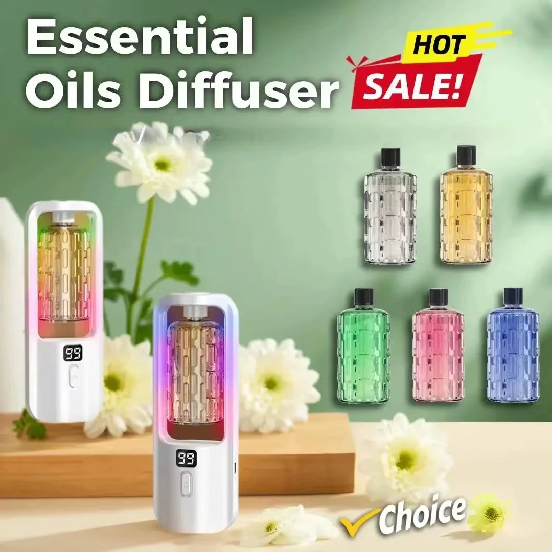 Rechargeable Ultrasonic Aromatherapy Diffuser and Oil – 5 Levels, Ambient Light