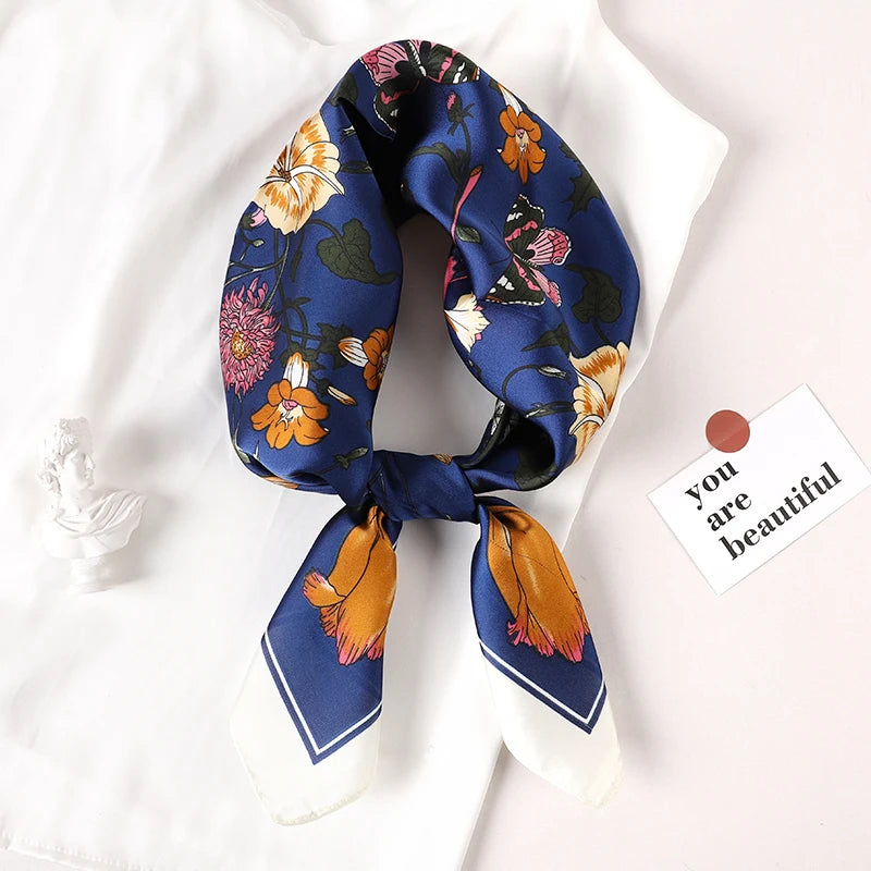 Women's Square Scarf – Luxury Satin Silk, Hair Ribbon, 70x70cm