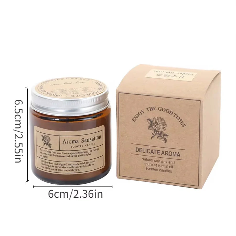Bougie Parfumée Artisanale en Cire de Soja – Sans Fumée, Coupe en Verre, Aromathérapie