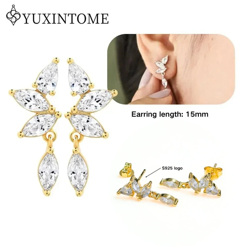 Boucles d'Oreilles Créoles Huggie Argent 925 – Zircon & Cristal, Goutte d'Eau, Certifiées GDTC, 73 Styles