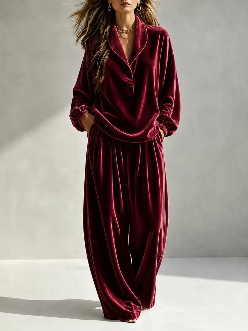 2-Piece Velvet Lapel Collar Set