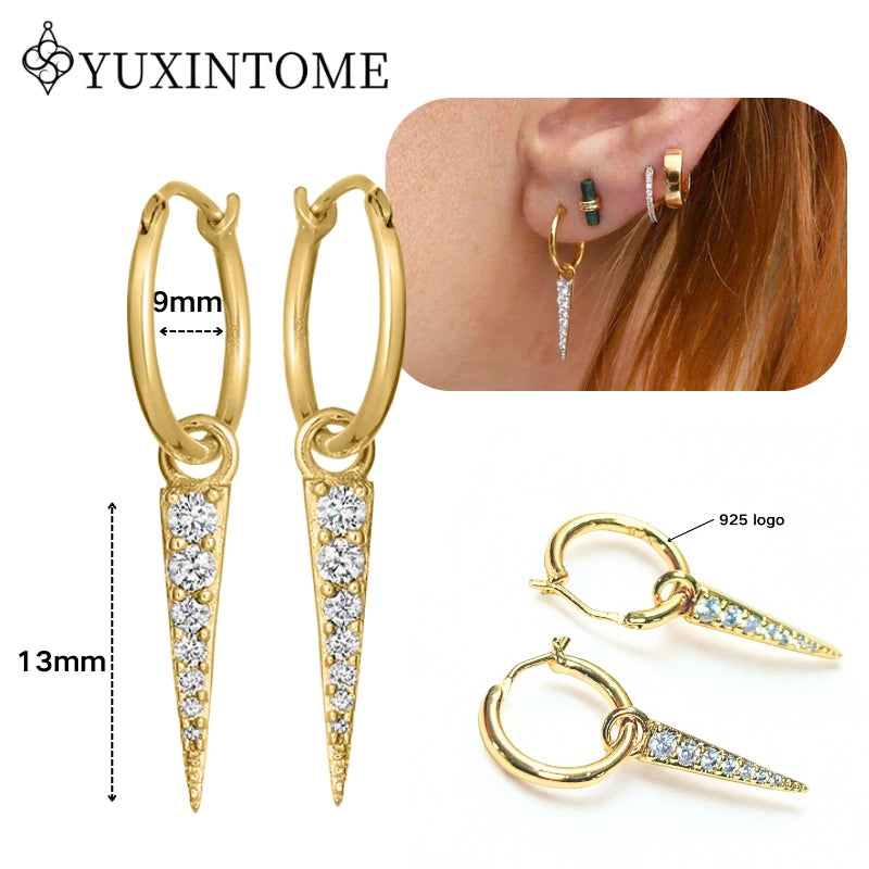 Boucles d'Oreilles Créoles Huggie Argent 925 – Zircon & Cristal, Goutte d'Eau, Certifiées GDTC, 73 Styles
