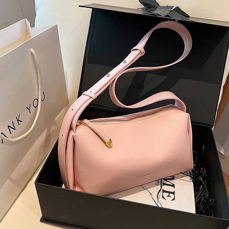Sac à bandoulière luxe en cuir pu souple pour femme - Sac seau casual avec bretelles ajustables