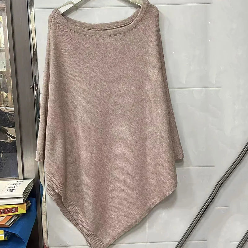 Pull cape en maille pour femme