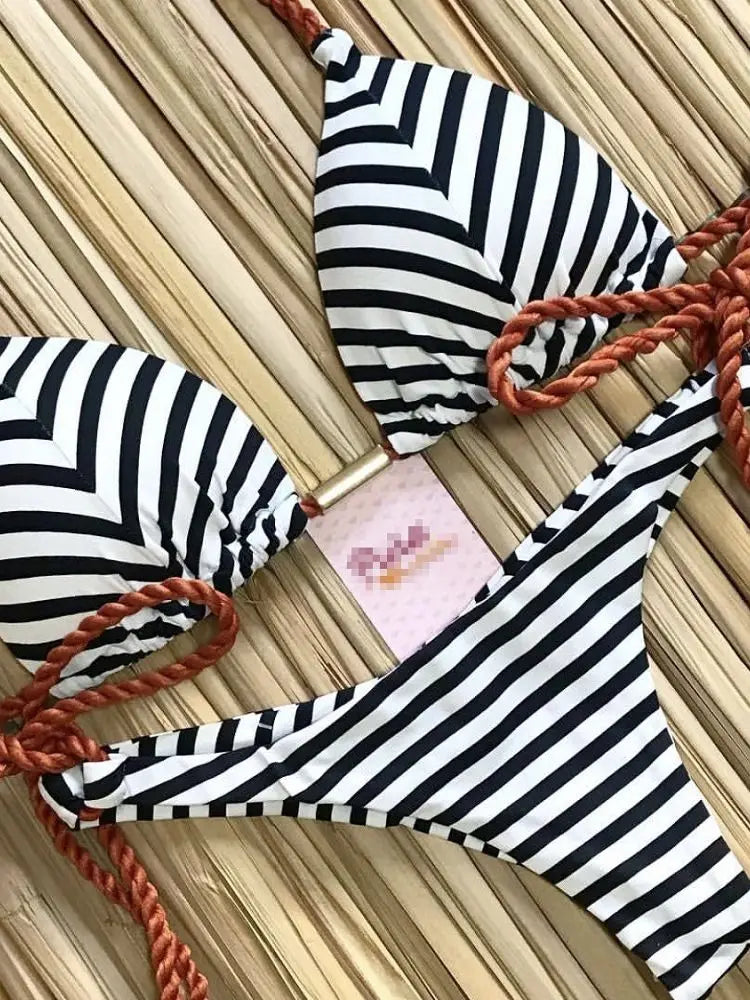 Women's Printed Push-Up Bandage Bikini – Low-Waisted, Brazilian Style, Beach Swimsuit