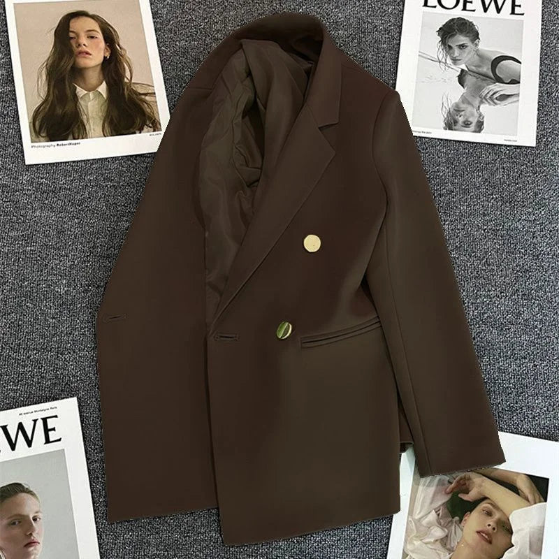 Double-Breasted Blazer with Notch Lapel