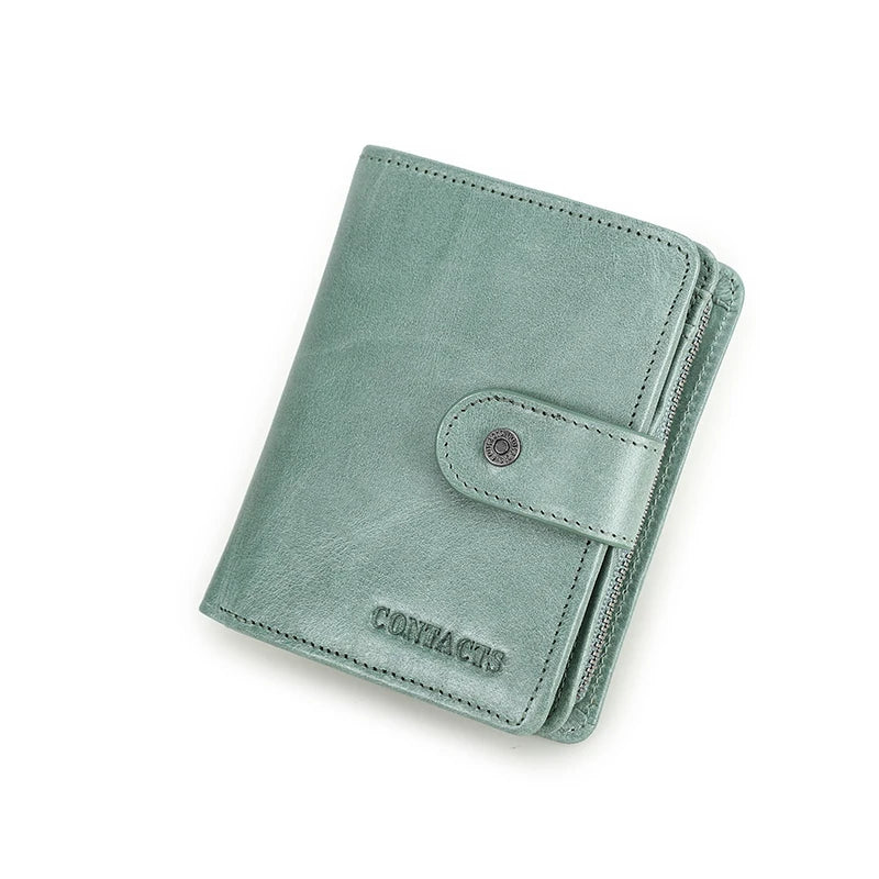 Genuine Leather Women's Wallet – RFID Blocking, 9 Card Slots, Photo Holder
