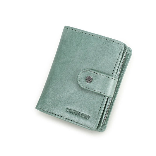 Portefeuille Femme en Cuir Véritable – Blocage RFID, 9 Fentes Cartes, Porte-Photo